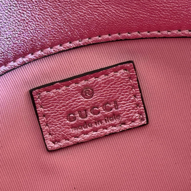 GUCCI 26S GG MARMONT BAG 16 IN METALLIC PINK LAMBSKIN