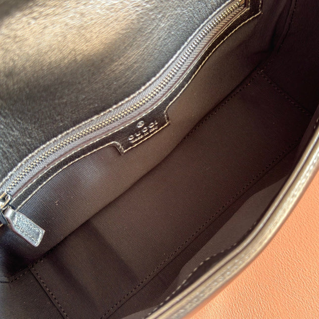 GUCCI 26S GG MARMONT BAG 26 IN WARM GRAY BROWN LAMBSKIN