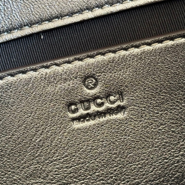 GUCCI 26S GG MARMONT BAG 22 IN WARM GRAY BROWN LAMBSKIN