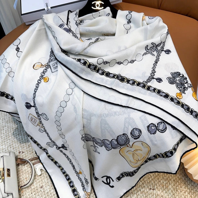 CHANEL 25S SCARF 140 CM IN CASHMERE SILK 943929