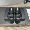 ALAIA DOUBLE-STRAP SANDALS 25S IN BLACK CALFSKIN