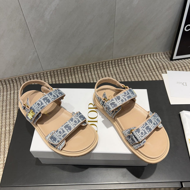 DIOR SANDALS IN LIGHT BLUE MONOGRAM FABRIC