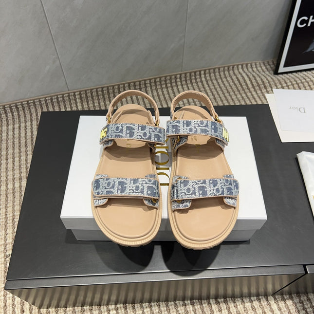 DIOR SANDALS IN LIGHT BLUE MONOGRAM FABRIC