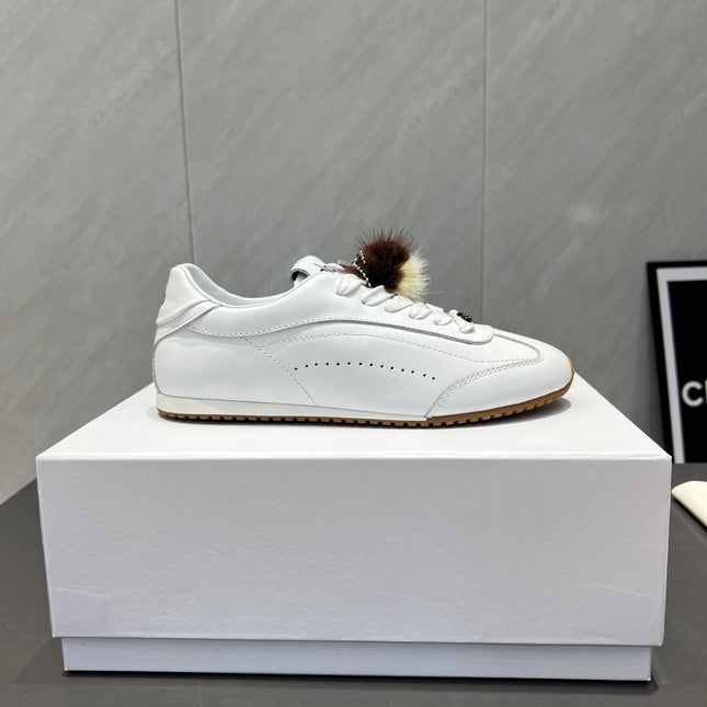ALO 25S SUNSET SNEAKER IN WHITE LAMBSKIN WITH PUFF CHARM