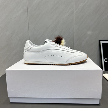 ALO 25S SUNSET SNEAKER IN WHITE LAMBSKIN WITH PUFF CHARM