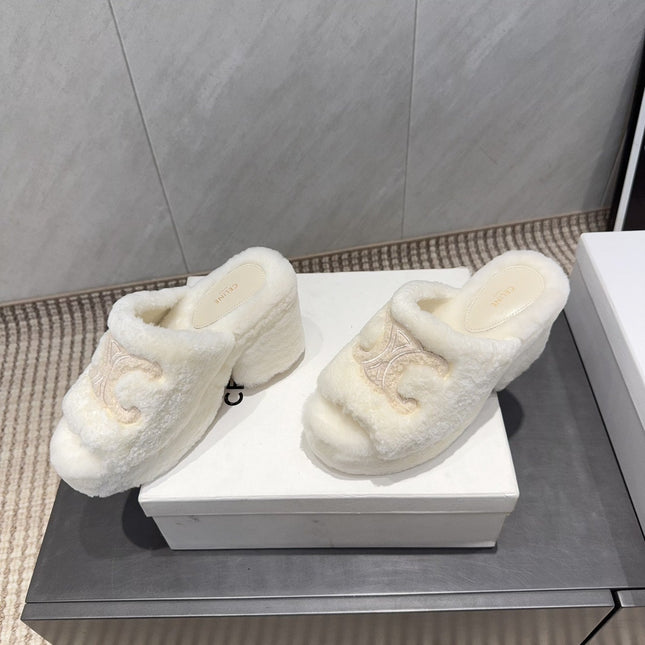 CELINE 26S HIGH-HEEL SANDALS IN WHITE PURE WOOL