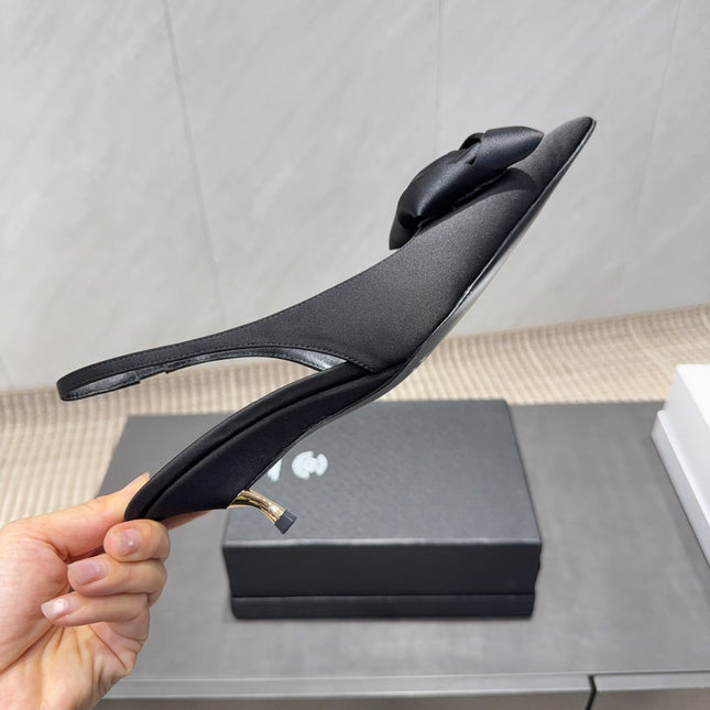 YSL 26S HEELED SLINGBACKS 50 MM IN BLACK FABRIC