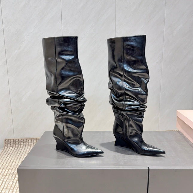 BALMAIN 26S KNEE-HIGH BOOTS 75 MM IN BLACK CALFSKIN