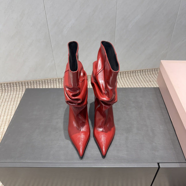 BALMAIN 26S BOOT 75 MM IN RED CALFSKIN