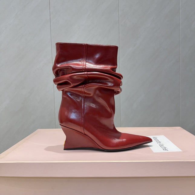 BALMAIN 26S BOOT 75 MM IN RED CALFSKIN