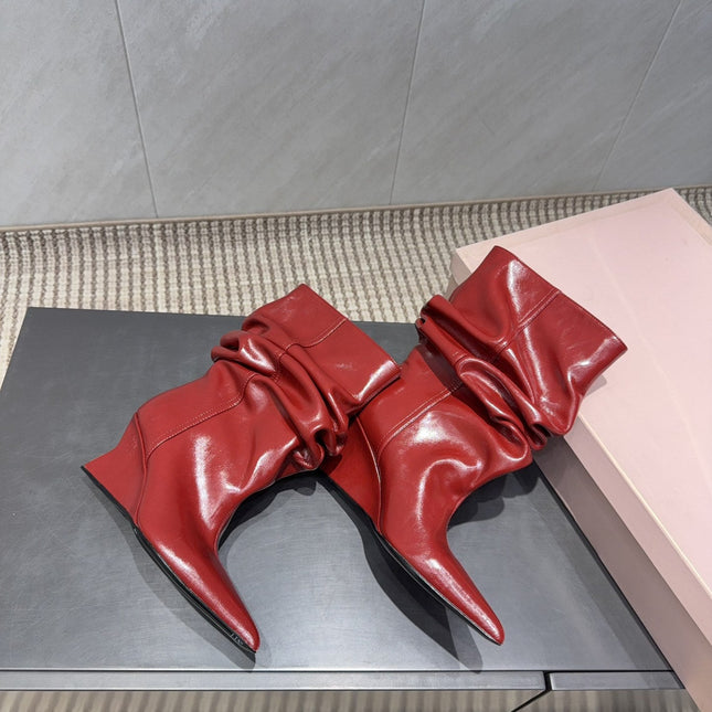 BALMAIN 26S BOOT 75 MM IN RED CALFSKIN