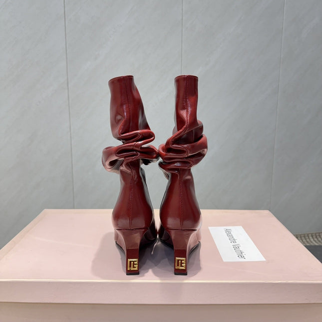 BALMAIN 26S BOOT 75 MM IN RED CALFSKIN