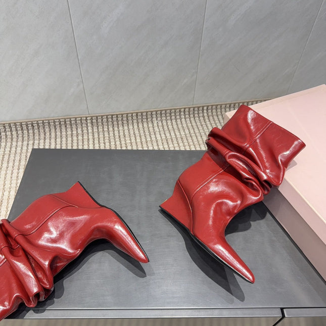 BALMAIN 26S BOOT 75 MM IN RED CALFSKIN