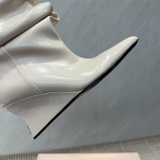 BALMAIN 26S BOOT 75 MM IN LIGHT BEIGE CALFSKIN