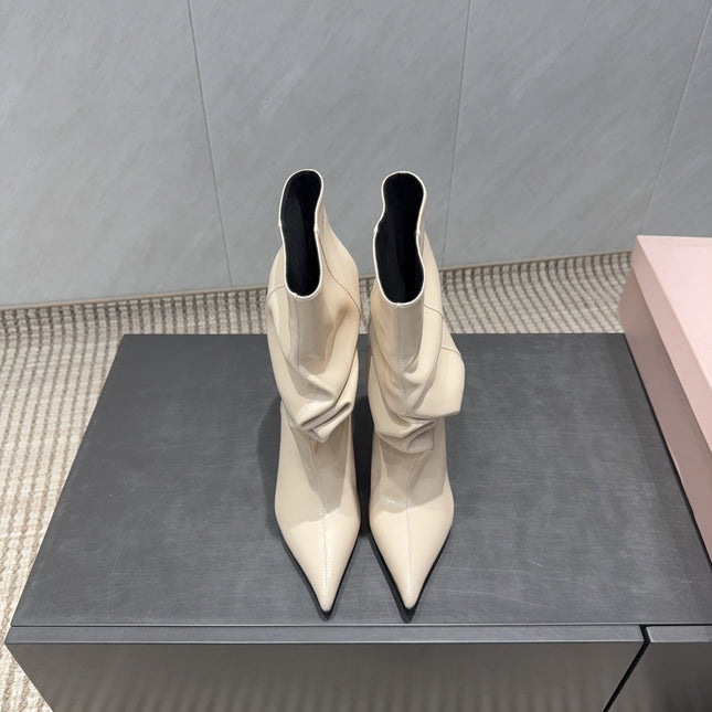 BALMAIN 26S BOOT 75 MM IN LIGHT BEIGE CALFSKIN