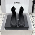 CHANEL 26S ZIPPER BOOTS IN BLACK FABRIC AND LAMBSKIN