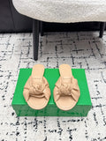 BOTTEGA VENETA 26S TWIST-STRAP SANDALS IN BEIGE LAMBSKIN