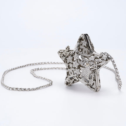 CHANEL 26S STAR CLUTCH MINI 13 IN SILVER CRYSTAL EMBELLISHED METAL