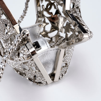 CHANEL 26S STAR CLUTCH MINI 13 IN SILVER CRYSTAL EMBELLISHED METAL