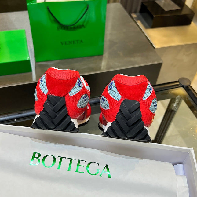 BOTTEGA VENETA 26S ORBIT SNEAKERS IN RED TECHNICAL MESH AND SUEDE