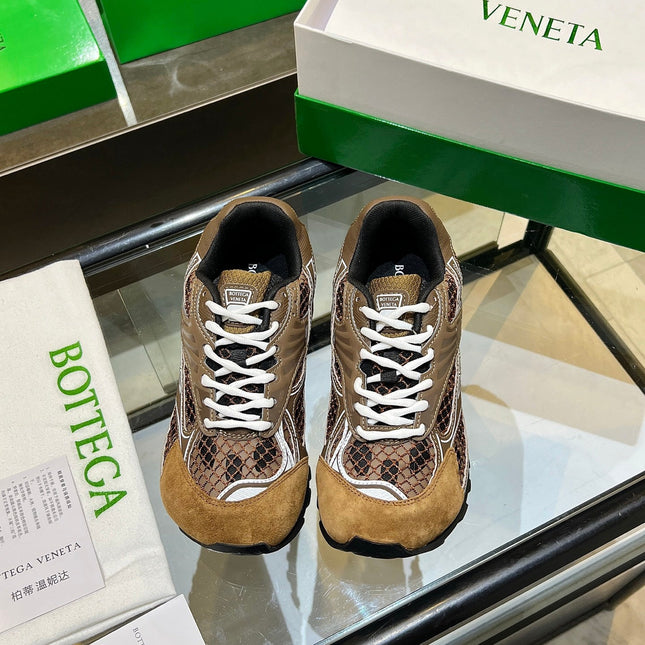 BOTTEGA VENETA 26S ORBIT SNEAKERS IN BROWN TECHNICAL MESH AND SUEDE