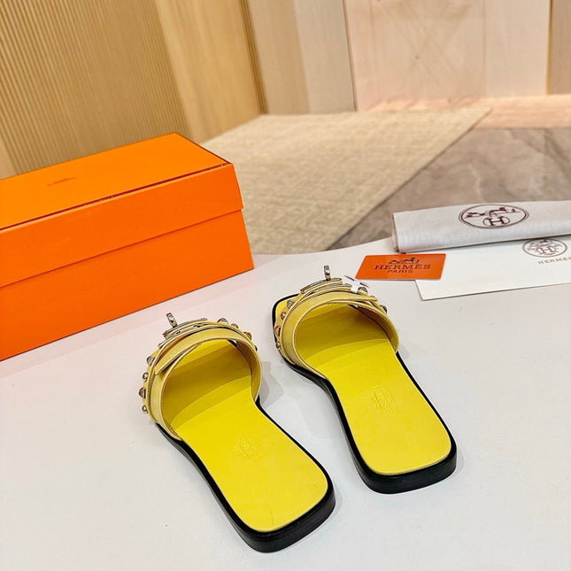 HM 26S GIULIA SANDAL IN YELLOW CALFSKIN SILVER HARDWARE