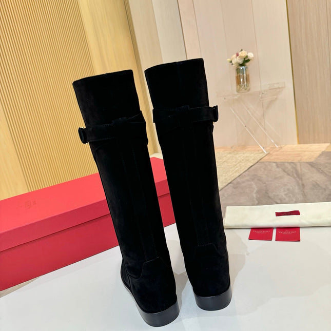 VALENTINO 26S TALL BOOTS IN BLACK SUEDE