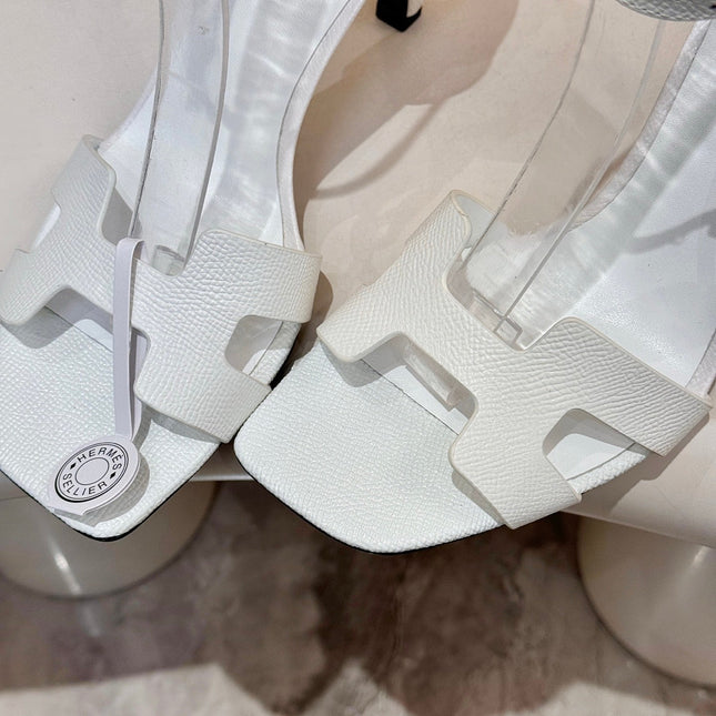 HM 26S H HIGH HEEL SANDALS 90MM IN WHITE GRAINED CALFSKIN