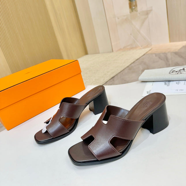 HM 26S HELIA SANDAL 70MM IN DARK BROWN CALFSKIN