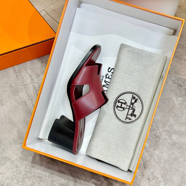 HM 26S HELIA SANDAL 70MM IN DARK RED CALFSKIN