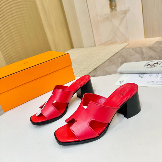 HM 26S HELIA SANDAL 70MM IN RED CALFSKIN