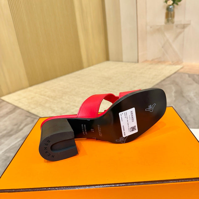 HM 26S HELIA SANDAL 70MM IN RED CALFSKIN