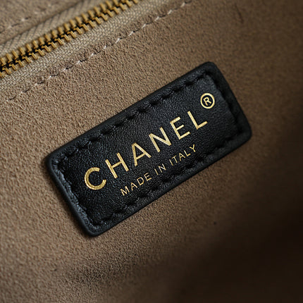 CHANEL 26S CERF TOTE BAG 39 IN BLACK CALFSKIN GOLD HARDWARE