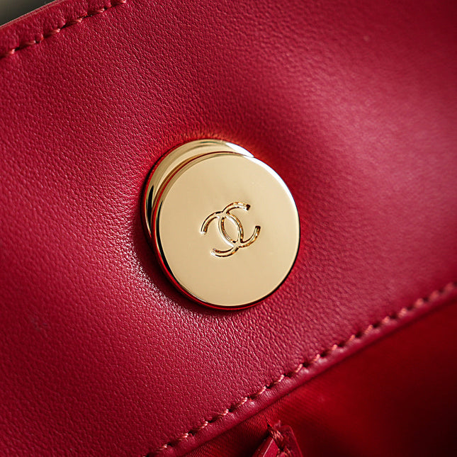 CHANEL 26S TOTE BAG 41 IN RED MULTICOLOR CANVAS AND CALFSKIN GOLD HARDWARE