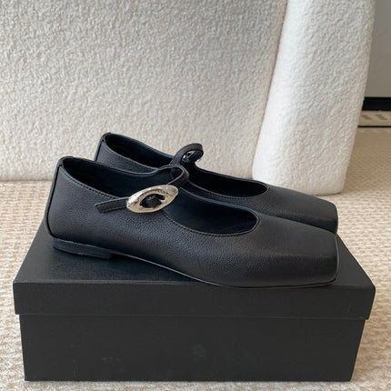 SQUARE-TOE MARY JANE IN BLACK LAMBSKIN