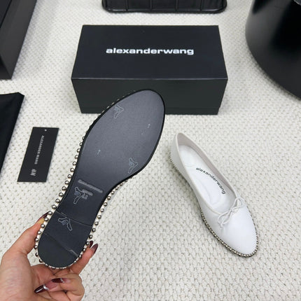 LINA BALLCHAIN FLAT IN WHITE LAMBSKIN