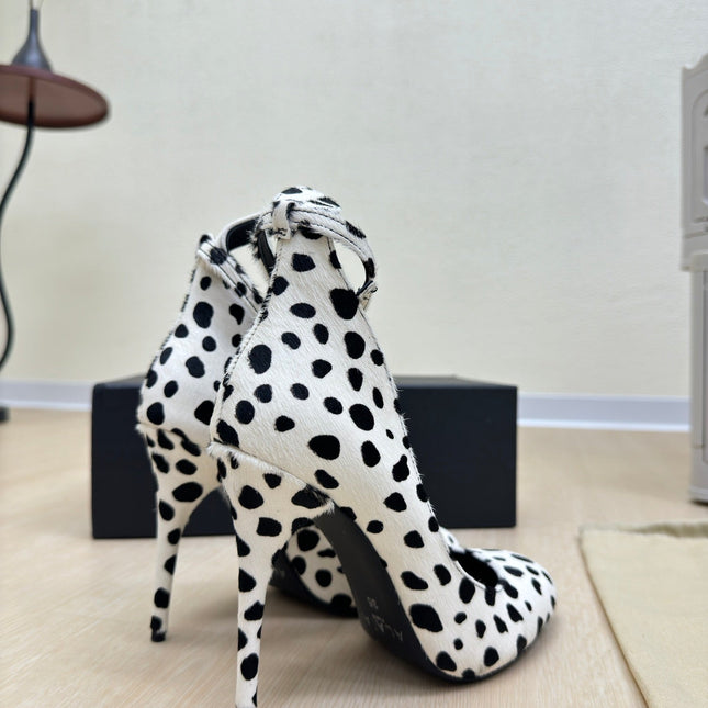 DECOLLETE PUMPS IN BLACK MIX WHITE DOTS HAIRCALF