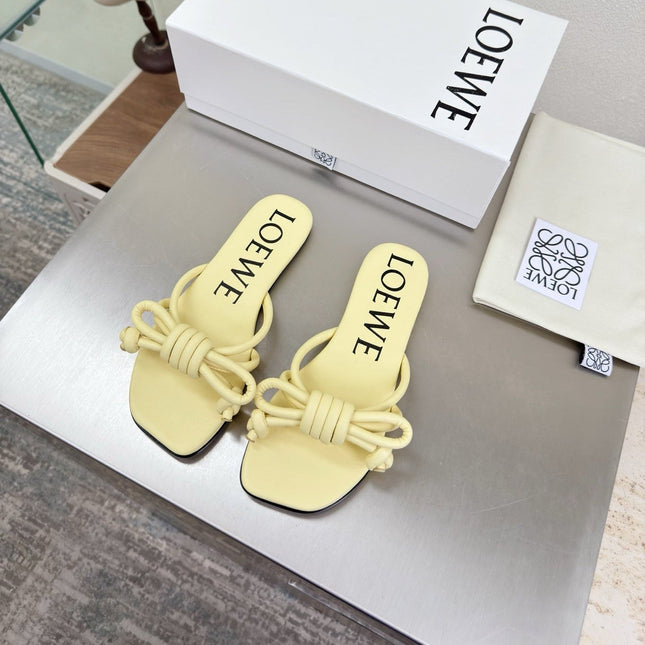 LOEWE 26S FLAMENCO KNOT SANDAL IN BUTTER YELLOW CALFSKIN