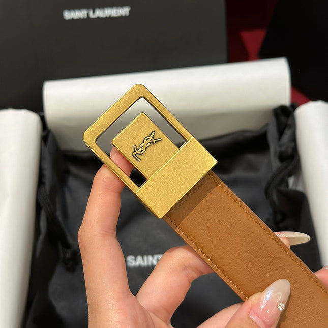 YSL 25S BELT 30 MM IN BROWN CALFSKIN 538010