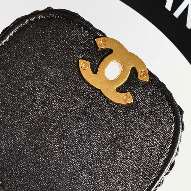CHANEL 26S TOP HANDLE BAG 19 IN BLACK RAFFIA AND CALFSKIN GOLD HARDWARE