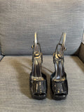YSL 26S PLATFORM SANDALS 150 MM IN BLACK PATENT CALFSKIN