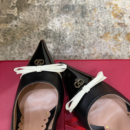 VALENTINO 26S BOW SLINGBACKS 45 MM IN BLACK CALFSKIN