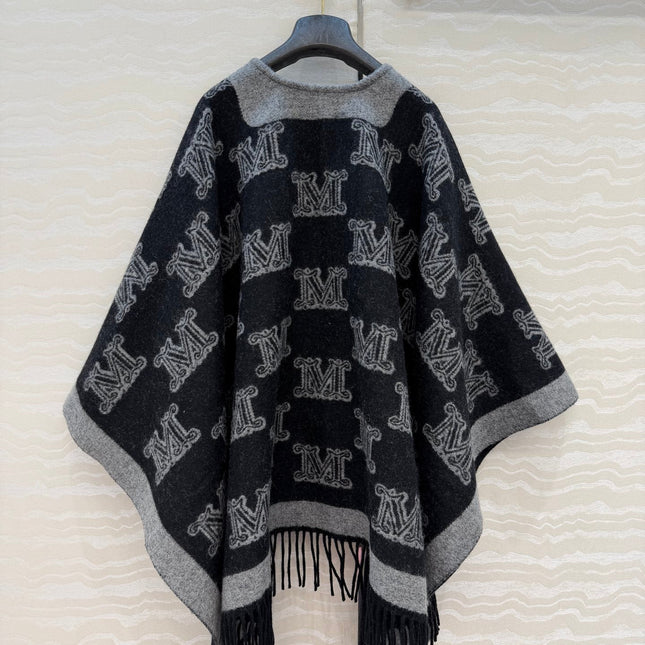 MAX MARA 25S FRINGED KNIT CAPE 163