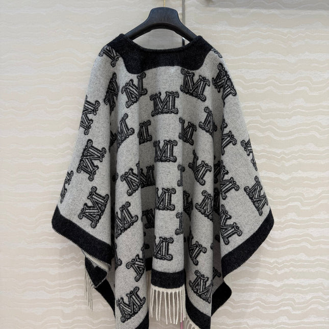 MAX MARA 25S FRINGED KNIT CAPE 164
