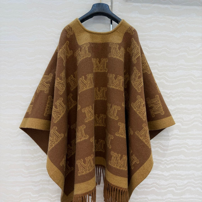 MAX MARA 25S FRINGED KNIT CAPE 165