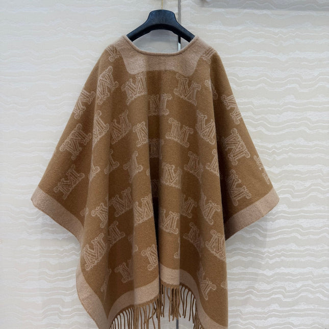 MAX MARA 25S FRINGED KNIT CAPE 166