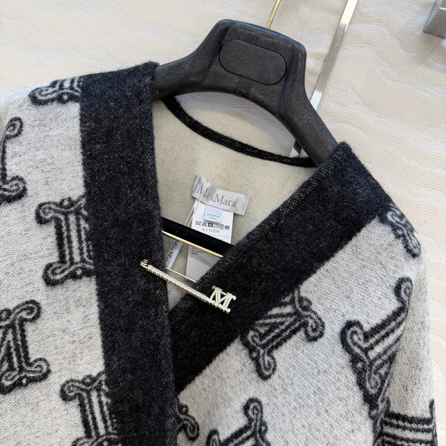 MAX MARA 25S FRINGED KNIT CAPE 164