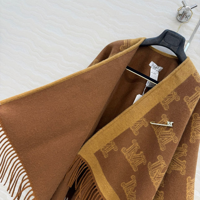 MAX MARA 25S FRINGED KNIT CAPE 165