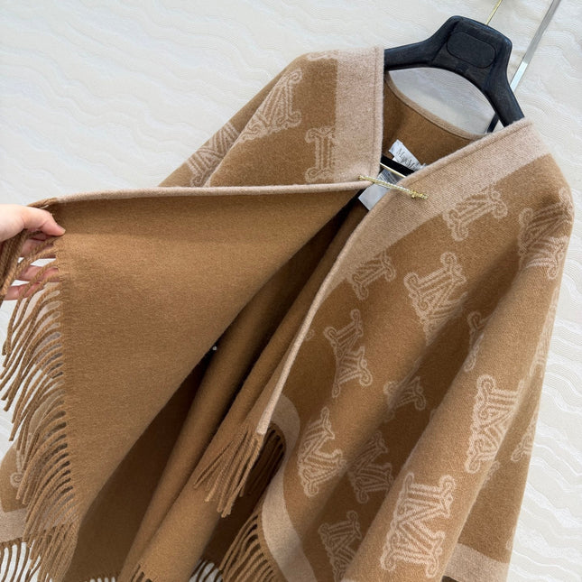 MAX MARA 25S FRINGED KNIT CAPE 166