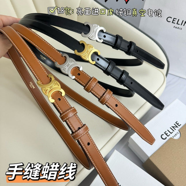 SMALL TRIOMPHE BELT 18 MM BLACK LEATHER GOLD HARDWARE